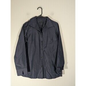 Talbots Womens Navy Long Sleeve Silk Blouse Sz 6 Office Workwear Business Boss